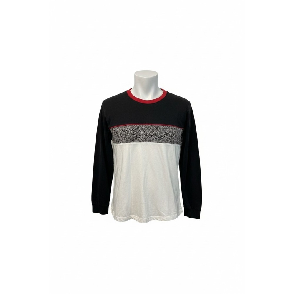 Enyce Shirt Boys 14-16 Black White Long Sleeve Colorblock Crewneck Crackle